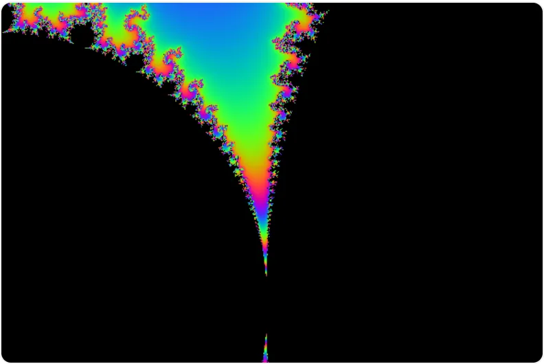 Mandelbrot set shader, written in TypeScript and compiled by TypeShade, rendered at build time.